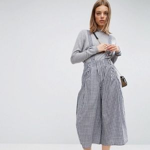 ASOS Culotte Pants with Straps in Gingham Check